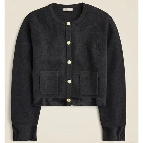 NWT J.Crew $128 New relaxed Emilie sweater lady jacket Black Size M - Picture 2 of 8